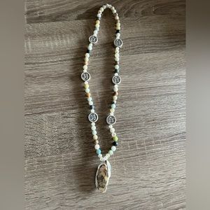 Beaded oyster shell necklace